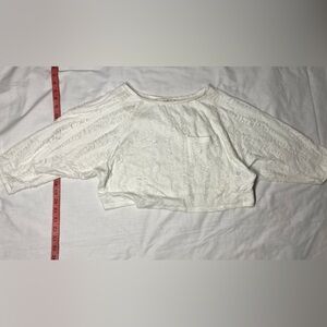 Forever 21 White distressed Lace  lose Crop Top